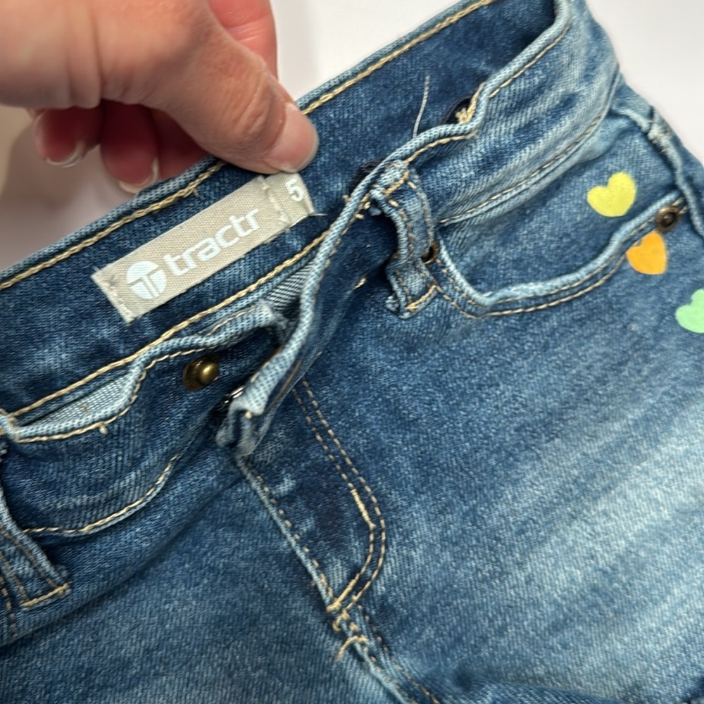 Tractr Denim Shorts with Colorful Heart Accents (like new!) - Picture 3 of 3